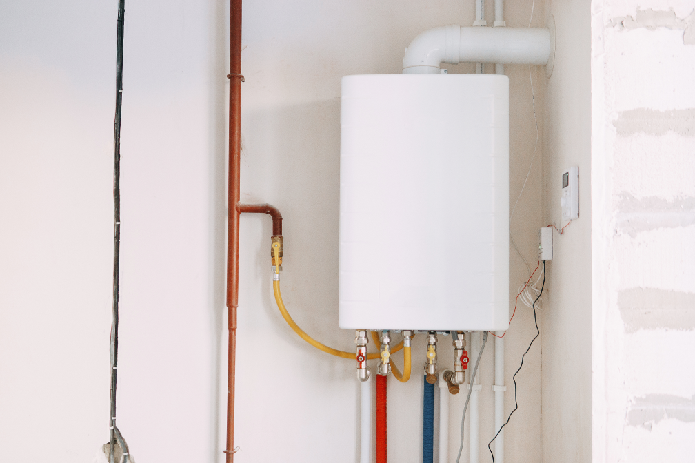 Gas Boiler with Colored Pipes