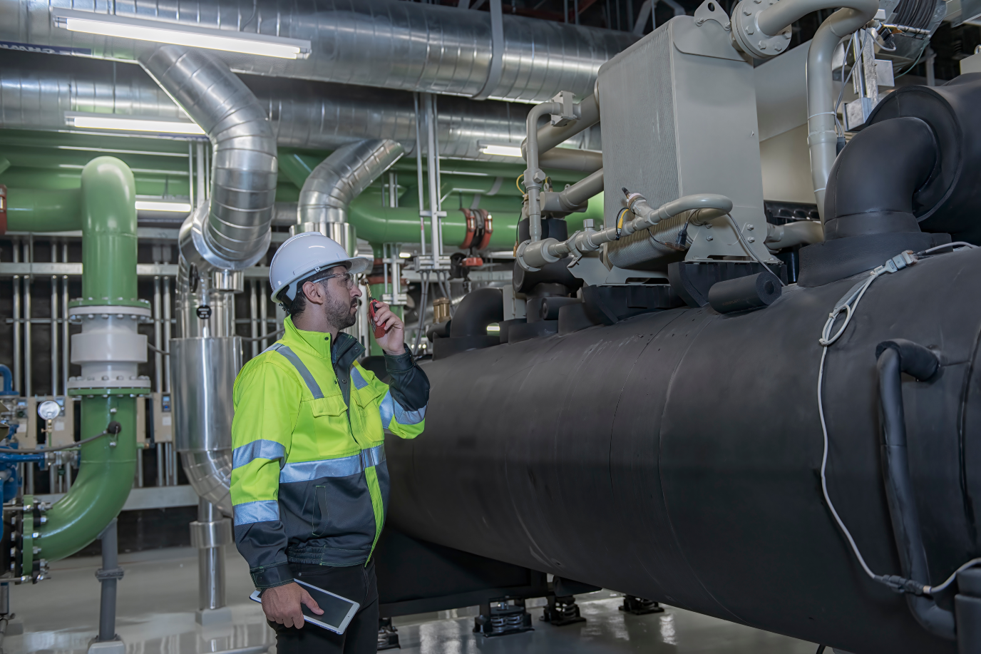 Man Inspecting Boiler Room