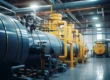 Modern industrial boiler room with tanks and piping used for commercial boiler maintenance in Phoenix